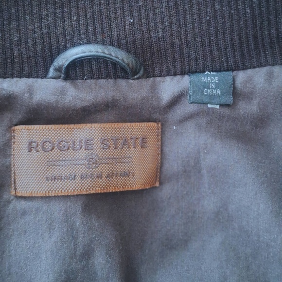 Rogue State Quilted Faux Bomber Leather Aviator Moto Jacket Black Men’s Sz M - Picture 8 of 10